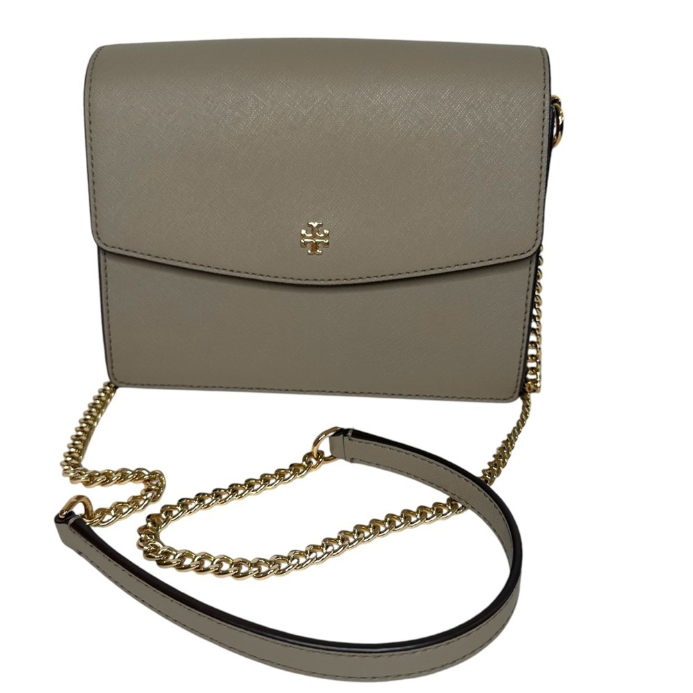 Tory Burch Emerson Light Gray Flap Adjustable Shoulder Crossbody